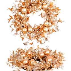 Pudate Champagne Gold Christmas Wreath 22-Inch Artificial Holiday Wreath with Holly, Eucalyptus, Berries for Front Door & Home Decor - Luxury Indoor/Outdoor Winter Decoration