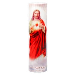 THE SAINTS COLLECTION Jesus Christ Sacred Heart, LED Flameless Devotion Prayer Candle, Religious Gift, 6 Hour Timer for More Hours of Enjoyment and Devotion! Dimensions 8.1875
