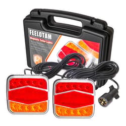 FEELOTAM Magnetic LED Trailer Towing Light Kit 24ft Cable with 7 Pin Plug Board Tail Brake Stop Indicator License Plate Light Lamp for Trucks Trailers RVs SUVs