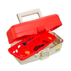 Plano One Tray Take Me Fishing Tackle Box with Tackle, Premium Tackle Storage, Red/Beige