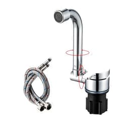 KAGOR Camper Faucet Folding Faucet RV Water Tap Cold and Hot Water 360 Degree High-end Kitchen Sink Faucet Spout Dual Knob Handles Brass Constructed & Chrome Polished G1/2