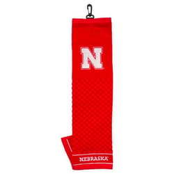 Team Golf NCAA Nebraska Cornhuskers Embroidered Golf Towel Embroidered Golf Towel, Checkered Scrubber Design, Embroidered Logo