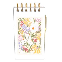 Lady Jayne Flower Market 100-Page Pocket Spiral Notepad with Gold Metal Ballpoint Pen, 3.75