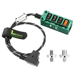 LANZYKU 12V Regulated Surge Protection Metal P-Tap D-Tap Splitter with ON/Off Switch for ARRI|RED|Sony|DJI|TILTA |SmallRig|V-Mount|Gold-Mount, 1/4