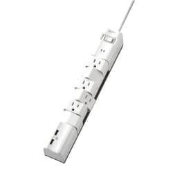 APC Rotating Power Strip, 6 Rotating Plugs, APC Surge Protector with USB Charging Ports, PE6RU3W, 1080 Joule, Flat Plug White/Gray
