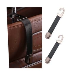 TNAIYH 2PCS Car Headrest Hooks, Metal Webbing Vehicle Seat Back Organizer Storage Hanger for Hanging Purse Bags Umbrella, Automotive Interior Organization Accessories, Universal Fit (Black)