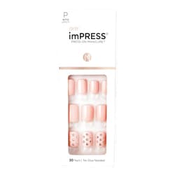 ImPRESS KISS imPRESS No Glue Mani Press On Nails, Design, Petite Secrets', Pink, Petite Size, Squoval Shape, Includes 30 Nails, Prep Pad, Instructions Sheet, 1 Manicure Stick, 1 Mini File