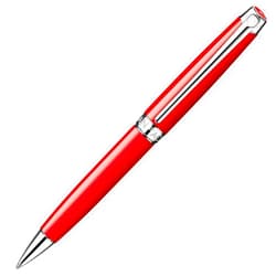 Caran d'Ache Leman Silver Plated Ballpoint Pen - Red