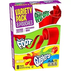 Betty Crocker Fruit Roll-Ups, Fruit by the Foot, Gushers, 5.1 oz, 8Count Variety Pack (Pack of 8)