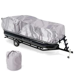 Pyle Universal Boat Adjustable Storage Cover - 25'-28'L to 96” Pontoon Boats Protection Custom Heavy Duty Waterproof Polyester Fabric, Snap Strap, Elastic Cord, Bag