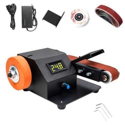YZCHAIN Mini Belt Sander with 10 Abrasive Belts, Angle Adjustable Bench Belt Grinder, Variable Speed Control & Digital Display, 350W Power Sander for Woodworking Metal, G6M-ZJL-ONR648