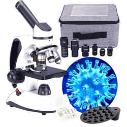 Thcbme Monocular Microscope (40X-2000X) - Dual LED Illumination, Phone Adapter, Carrying Case, AC Adapter - Ideal for Adults, Kids, and Beginners
