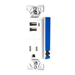 Cooper TR7740W-BOX Electrical Outlet, Combination USB Charger/Tamper Resistant Receptacle, 2-Pole 3-Way - White