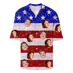 Custom Generic Patriotic Shirts for Men, Custom Hawaiian Shirt, Custom Hawaiian Shirt with Face, Independence Day American Flag Shirt, 4th of July Shirts for Men, July 4th Shirts for Women, Custom T Shirts