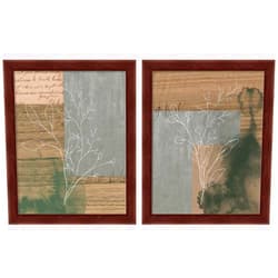 Great Art Collage by Valerie Wieners, 2 Piece Brown Framed Art Set, 9.25 X 11.25 Inches Each, Abstract Floral Art