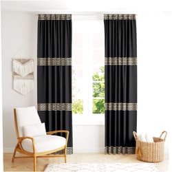 ZGDPBYF Black Gold Greek Key Retro Blackout Curtain 2 Panels Set, Modern Abstract Art Key Greek Rod Pocket Thermal Insulated Darkening Draperies for Living Room Kids Bedroom Kitch，42