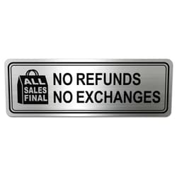 LEMBANG Metal Stainless Steel All Sales Final No Refunds No Exchanges Sign,With Self Adhesive,9x3in(No Refunds or Exchanges)
