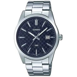 Casio Men Watch Analog Date Display Black Dial Stainless Steel Band MTP-VD03D-1AUDF, Black, Bracelet, Black, Bracelet