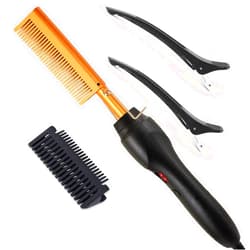 LEEONS Hot Comb Electric, Professional Electrical Straightening Comb, High Heat Press Comb, Hot Comb Hair Straightener, Ceramic Comb, Portable Heated Brush Iron, 1 Count (Pack of 1)