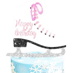 Umoni Ice Skating Cake Topper Glitter Ice Skating Lover Birthday Cake Decoration Figure Skating Themed Birthday Party Decorations for Winter Wonderland Birthday Party Ice Skating Party Favors