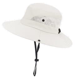 YCMI Womens Summer Sun-Hat Outdoor UV Protection Fishing Hat Wide Brim Foldable-Beach-Bucket-Hat with Ponytail-Hole