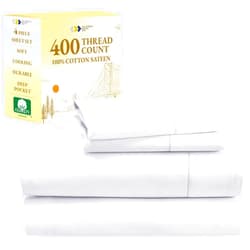 California Design Den King Size Sheets Set, Good Housekeeping Award Winner, 400 Thread Count 100% Cotton Sateen Deep Pocket King Sheet Set, 4-Pc King Sheets, Softer than Egyptian Cotton Sheets (White)