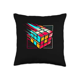 The Melting Cube - Competitive Speed Cubing Merch Vintage Puzzle Cube Geometric Speedcuber 1980's Cool Math Throw Pillow, 16x16, Multicolor