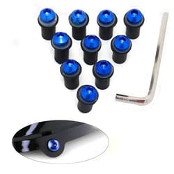 SPORT FAIRING 10 Pieces Motorcycle Aluminum Windscreen Bolts Fit for Most Motorcycle Windshield Screw Nuts Bolts Kit (Blue)