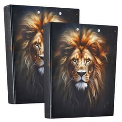 Emelivor Lion Head 3 Ring Binder 1.5 Inch Rings View Binders Holds 200 Sheets 2 Inch Binder for Letter Size Paper Binder Organizer for Home School Office Supply, 2 Pack