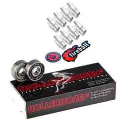 Stoked Ride Shop Rollerbones Bearings 8mm 16 Pack - w/ Dragon Spacers - Bones Bearings Roller Bearing Set for Roller Derby Inline Skates (608, w/ 6mm Spacers)