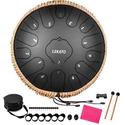 LEKATO Steel Tongue Drum 13 Inch 15 Notes, LEKATO Steel Drum C Key Beginner/Professional Zen Drum Percussion for Meditation Yoga Musical Education, Christmas New Year Gift for Lovers