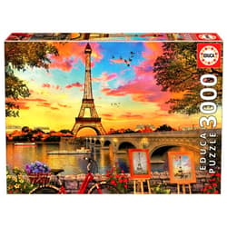 Educa - Sunset in Paris - 3000 Piece Jigsaw Puzzle - Puzzle Glue Included - Completed Image Measures 47.25