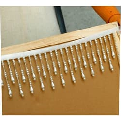 GorinsKani 2Yard/Lot Pearl Beaded Lace Trim Tassel 7.5CM DIY Stage Clothing Curtain Splicing Wedding Dress Home Decorative Accessories (White)