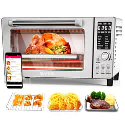 Nuwave Bravo Air Fryer Toaster Smart Oven, 12-in-1 Countertop Convection, 1800 Watts, 21-Qt Capacity, 50°-450°F Temp Controls, Top and Bottom Heater Adjustments 0%-100%, PFAS Free, Stainless Steel
