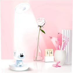 MARZIUS Cute Bear Design Dimmable Touch LED Reading Desk Lamp Night Light with 5 Levels Brightness for Boy,Girl Kid Teen (Blue)