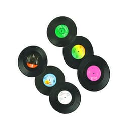 Garneck 6pcs Coaster for Drinks Vinyl Record Disk Coasters Premium Coasters