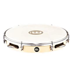 Meinl Percussion Pandeiro with Poplar Wood, 10” — NOT MADE IN CHINA — Hand Selected Goatskin Head and Chrome Plated Steel Jingles, 2-YEAR WARRANTY (PA10PW-M)