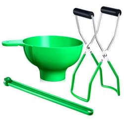 Patelai 3 Pieces Canning Essentials Kit Jar Lifter Wide Mouth Canning Funnel Magnetic Lid Wand for Canning Jars Anti-Scald Kitchen Tools Home-Made Jam Set (Green)