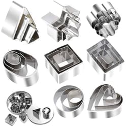 Winerming Mini shaped biscuit cutters Sets 24pcs Metal Dough Cutters Flower Star Heart Round Geometric Shapes Cutters for Kids Use for Cookies,Biscuit,Pastry Dough,Pie Crust,Fruits Fondant Homemade Baking