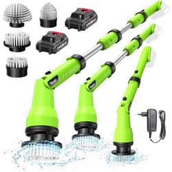 Uaoaii 21V Electric Spin Scrubber, 1000RPM Powerful Cordless Spin Cleaning Brush, with 50 Inches Adjustable Extension Arm, 2 Batteries Included, Scrubber for Bathroom/Kitchen/Floor/Tile/Tub, Green