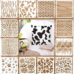 Outus 12 Pieces Animal Print Stencils Painting Templates Stencils DIY Stencils for Scrapbooking Drawing Tracing DIY Design Furniture Wall Floor Decor (7.87 x 7.87 Inch)