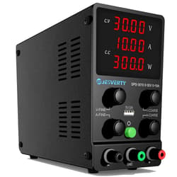 Jesverty DC Power Supply Variable, 0-30V 0-10A Adjustable Switching DC Regulated Bench Power Supply with High Precision 4-Digit LED Display, 5V/2A USB Port, Coarse and Fine Adjustment SPS-3010