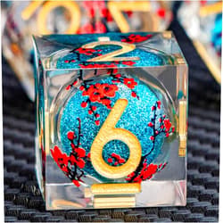 ARUOHHA DND Resin Dice Plum Blossom Liquid Core Dice Golden Blue Sharp Edged Polyhedral Dice Set with Gift Box, Dungeons and Dragons D&D Dice Role Playing Game D and D Dice Set D20 D12 D10 D8 D6 D4