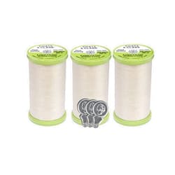 Bella's Crafts Coats & Clark Hand Quilting Sewing Thread Cotton Covered Polyester 325 Yards S960 3 Pack Bundle with 3 Bella's Crafts Needle Threaders (Natural)