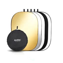 Godox 24″x36″/60x90cm Collapsible Photography Light Reflector, 5-in-1 Oval Multi Disc Diffuser with Carrying Bag - Gold, Silver, Black, White, Translucent for Video Studio Outdoor Lighting