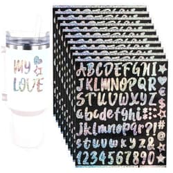PEUTIER 10 Sheets Vinyl Letters Stickers, Vinyl Alphabet Stickers Adhesive Letter & Number Stickers Scrapbook Letters Waterproof Glitter Letter Stickers for Crafts to Decorate Your Cups