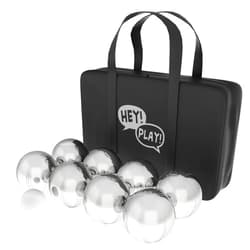 Hey! Play! Bocce Ball Set - Lawn Game for Backyard, Beach, or Wedding - Includes Red and Green Bocce Balls, Pallino, and Carrying Case by Trademark Games