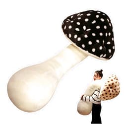 Douerhv Mushroom Pillow Plush, Mushroom Body Pillow Cute, Giant Mushroom Shaped Throw Pillow, Super Soft Long Mushroom Pillow (Black,51 in)