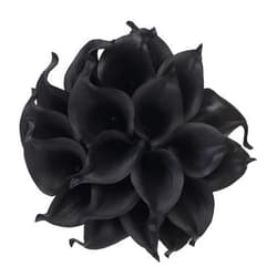 SWEEGICC Calla Lily Bridal Wedding Party Decor Bouquet PU Real Touch Flower Artificial Flowers(10 PCS,Black)
