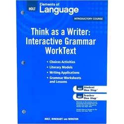 By Judith L. Irwin (Author), Lee Odell (Author), Richard Vacca (Author), Renee Hobbs (Author), John Warriner (Author) & 2 more Elements of Language, Grade 6 Think As a Writer, Interactive Writing Worktext and Think As a Writer, Interactive Grammar Worktext: Holt Elements of Language Introductory Course (Eolang 2009)